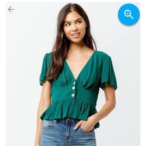 Tilly’s Patrons of Peace Emerald Peplum Crop Top💚